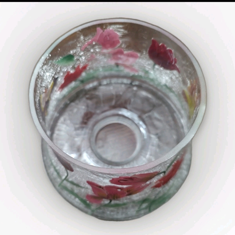 Yankee Candle Type Crackle Glass Jar topper Shade Butterfly, Tulips, Humingbird! - Picture 7 of 12